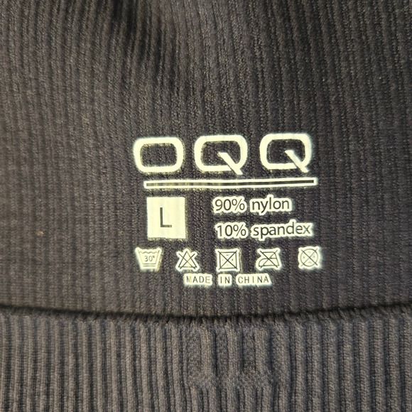 OQQ Black Ribbed Knit Polo Dress Short Sleeve Bodycon Snap Mini Casual Women Lrg - Picture 6 of 8